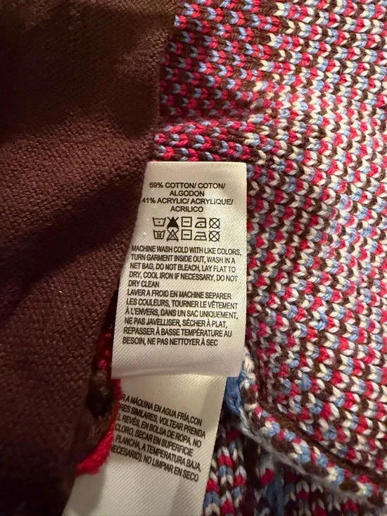 Lucky Brand Southwestern Aztec Geometric Pattern Open Front Sweater Shawl Collar - Picture 9 of 9